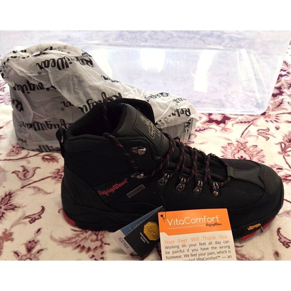 RefrigiWear Men’s Black Widow Lightweight Waterproof Leather Work Boot Size 10.5